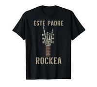 Este Padre Rockea Mano de esqueleto música Guitare Rock T-Shirt Graphique avec Valeur
