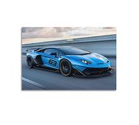 ESTE Poster de voiture de sport Lamborghini Aventador SVJ - Toile moderne - 60 x 40 cm - Convient pour salon, bureau, cuisine et salle de bain
