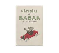 ESTE Poster de voiture vintage Histoire de Babar - Impression sur toile - Décoration murale moderne pour chambre à coucher - 60 x 90 cm