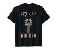 Este Viejo Rockea Mano de esqueleto, Musique Rock, Guitare T-Shirt