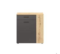 trendteam Smart Living - Esteban - Commode - chêne Anthracite - Meuble à Chaussures avec Espace pour jusqu'à 6 Paires de Chaussures - (l x H x P) 80 x 88 x 36 cm - Armoire à l'aspect rainuré élégant