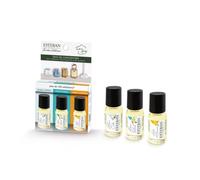 Estéban – Trio de concentrés parfumés: Blanc Coton, Monoï Soleil, Ambre et Baumes – 3x15 ml