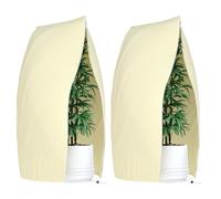 Estefanlo Lot de 2 protections hivernales pour plantes en pot, avec fermeture éclair, cordon de serrage, couverture antigel pour arbre, palmier, plantes de balcon, beige, 120 x 180 cm