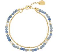 Estella Bartlett Estella Bartlett Gold Tone Mixed Pearl and Aventurine Beaded Chain Duo Bracelet