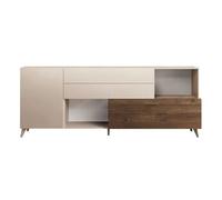 Estelle - buffet bas - 2 portes et 2 tiroirs - 241 cm - Marron / Blanc