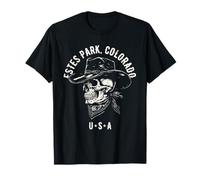 Estes Park Colorado USA Crâne de Cowboy Vieilli T-Shirt