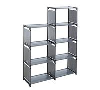 Estexo Étagère de bibliothèque Étagère sur Pied Étagère Murale Étagère en Tissu 7 Compartiments Gris