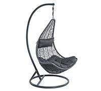 Estexo Fauteuil suspendu pour une personne, avec ossature et coque d’assise en résine tressée résistant aux conditions météorologiques anthracite