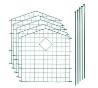 ESTEXO Lot de 11 clôtures de bassin en métal avec 5 éléments de clôture en treillis - Clôture de jardin - Arche supérieure pointue avec losange