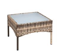 ESTEXO Table d'appoint en rotin synthétique beige/marron