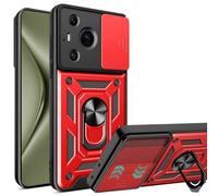 ESTH® Coque pour Huawei Pura 70 Pro 5G/Pura 70 Pro Plus 5G avec Lentille Coulissante Couverture et Support Rotatif, Anti-Chute Étui Housse Compatible avec Support De Voiture Magnétique, Rouge