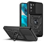 ESTH® Coque pour Motorola Edge 30 avec Lentille Coulissante Couverture et Support Rotatif, Anti-Chute Étui Housse Compatible avec Support De Voiture Magnétique, Noir