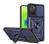 ESTH® Coque pour Motorola Moto E32/E32s/G22 avec Lentille Coulissante Couverture et Support Rotatif, Anti-Chute Étui Housse Compatible avec Support De Voiture Magnétique, Bleu