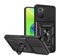 ESTH® Coque pour Motorola Moto E32/E32s/G22 avec Lentille Coulissante Couverture et Support Rotatif, Anti-Chute Étui Housse Compatible avec Support De Voiture Magnétique, Noir