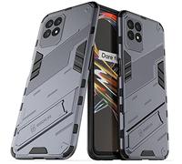 ESTH® Coque pour Realme 8i avec Support Invisible [Qualité Militaire Anti-Chute Protection] [Fonction de Support de Voiture magnétique] Étui PC et TPU, Gris