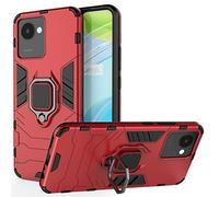 ESTH® Coque pour Realme C30/Narzo 50i Prime, [360° Support Rotatif] [5 Fois Qualité Militaire Anti-Chute Protection] Étui Housse PC et TPU, Rouge