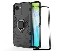 ESTH® Coque pour Realme C30/Narzo 50i Prime avec 2 Pièces Protection Écran, 360° Support Rotatif [Fonctionne avec Support De Voiture Magnétique] Étui Housse, Noir