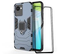 ESTH® Coque pour Realme C30/Narzo 50i Prime avec 2 Pièces Protection Écran, 360° Support Rotatif [Fonctionne avec Support De Voiture Magnétique] Étui Housse, Bleu