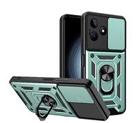 ESTH® Coque pour Realme C61 4G/Realme C63 4G avec Lentille Coulissante Couverture et Support Rotatif, Anti-Chute Étui Housse Compatible avec Support De Voiture Magnétique, Vert