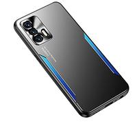 ESTH Coque pour Realme GT 5G/GT Neo/Q3 Pro 5G, Étui Protection en Silicone & Alliage D'aluminium, Heavy Duty Ultra Slim Antichoc, Bleu