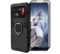 ESTH® Coque pour Xiaomi Mi 11 Ultra avec 2 Pièces Protection Écran, 360° Support Rotatif [Fonctionne avec Support De Voiture Magnétique] Étui Housse, Noir
