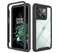 ESTH® Coque Transparente pour OnePlus 10T Antichoc Housse Full Body Protection, Étui Antipoussière Incassable [avec Protecteur D'écran], Noir