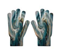 Esthétique Abstraite Marbre Gants d'hiver en tricot pour écran tactile, Motif Tourbillonnant Feuille D'Or gants pour ski, cyclisme et SMS pour homme et femme
