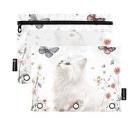 Esthétique American Curl Cats White Pencil Bags Three Rings Folder for Three Rings Binder Pockets with Three Rings Container Storage Container
