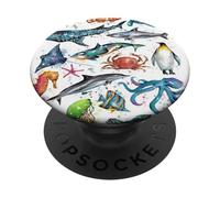 Esthétique Beach Summer Coastal Blue Preppy Turtle PopSockets PopGrip Adhésif