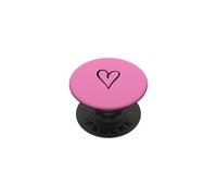 Esthétique Coeur Ligne Dessin Simple Croquis Rose Chaud PopSockets PopGrip Adhésif
