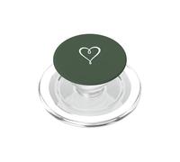 Esthétique Coeur Ligne Dessin Simple Croquis Vert Sauge PopSockets PopGrip pour MagSafe