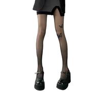 Esthétique des années 90 Collants pour femmes Vintage Papillon à motifs fins en soie Collants Collants Leggings Collants imprimés papillon, Deux papillons noirs, taille unique