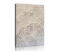 Esthétique en forme d’éventail en toile Art mural Imprimés abstraits de feuilles de ginkgo Œuvres minimalistes beige Image neutre moderne pour la décoration du salon et de la chambre 40x60cm