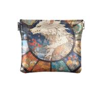 Esthétique loup dessin animé Buffalo Plaid Check Femmes Hommes Porte-monnaie en cuir Mignon Sacs à cosmétiques pour femme Voyage, Esthétique loup dessin animé Buffalo Plaid Carreaux, 1 size