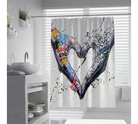 Esthétique Moderne Street Art Rideau de Douche Salle de Bain Décor Geste d’Amour Rustique Baignoire Ensembles de Rideaux avec 12 Crochets Tissu de qualité hôtelière 120x200cm