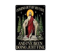 Esthétique Murale Métallique C'Est Drôle De Sortir De Ma Grotte Et Je Me Porte Très Bien, Jésus Poster En Métal Mural Plaque Décoratif Métal Mur Signe Pour Parc Jardin Collection M
