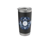 Esthétique néerlandaise bleu de Delft classique Gobelet isotherme en acier inoxydable double paroi