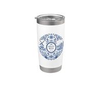 Esthétique néerlandaise bleu de Delft classique Gobelet isotherme en acier inoxydable double paroi