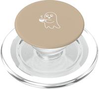 Esthétique One Line Art Fantôme et Café - Beige PopSockets PopGrip pour MagSafe
