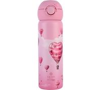 ESTIA | Bouteille isolante - 500 ml - Thermos rose avec couvercle et paille en silicone - pour enfants