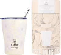 ESTIA | Gobelet isolant - 350 ml - Gobelet thermique avec motif de fleurs - Couvercle étanche