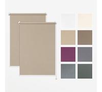 Estika Lot de Deux Stores intérieurs sans perçage - Beige foncé 95 x 120 cm - 2X Stores montés sans perçage, intimité, Protection Solaire