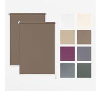 Estika Lot de Deux Stores intérieurs sans perçage - Noyer 135 x 220 cm - 2X Stores montés sans perçage, intimité, Protection Solaire