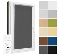 Estika Store d'obscurcissement sans percer, Largeur Tous Les 1 cm - 122 cm x 150 cm - Graphite - Stores Thermiques, Protection Solaire pour fenêtres à l'intérieur