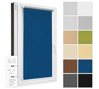 Estika Store d'obscurcissement sans percer, Largeur Tous Les 1 cm - 67 cm x 120 cm - Bleu - Stores Thermiques, Protection Solaire pour fenêtres à l'intérieur