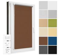 Estika Store d'obscurcissement sans percer, Largeur Tous Les 1 cm - 77 cm x 150 cm - Brun - Stores Thermiques, Protection Solaire pour fenêtres à l'intérieur