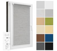 Estika Store d'obscurcissement sans percer, Largeur Tous Les 1 cm - 95 cm x 120 cm - Linge Gris - Stores Thermiques, Protection Solaire pour fenêtres à l'intérieur