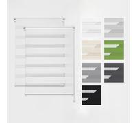 Estika Store Enrouleur Jour Nuit Klemmfix sans perçage, 2 pièces dans Le Set - 60 x 120 cm - Blanc - Store à enroulement, Double Tissu, pour fenêtres intérieures, Store Duo