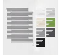 Estika Store Enrouleur Jour Nuit Klemmfix sans perçage, 2 pièces dans Le Set - 60 x 120 cm - Gris - Store à enroulement, Double Tissu, pour fenêtres intérieures, Store Duo