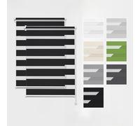 Estika Store Enrouleur Jour Nuit Klemmfix sans perçage, 2 pièces dans Le Set - 60 x 120 cm - Noir - Store à enroulement, Double Tissu, pour fenêtres intérieures, Store Duo